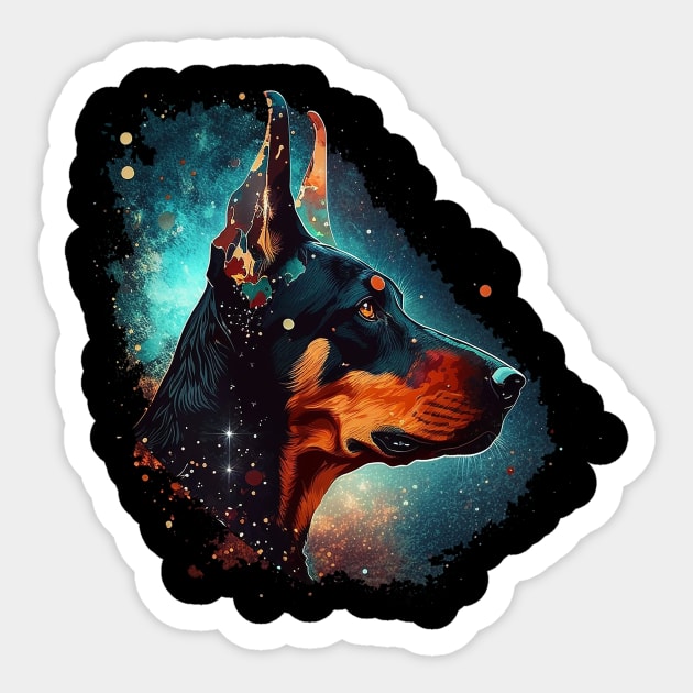 doberman Sticker by a cat cooking